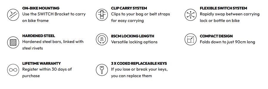 Πτυσσόμενη Κλειδαριά HIPLOK SWITCH 85